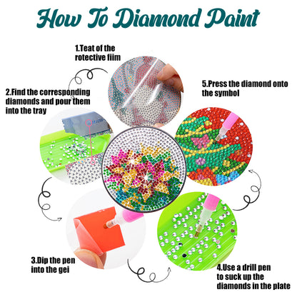 10PCS Wooden Special Shape Diamond Painting Art Coaster Kit Kits (Azalea)