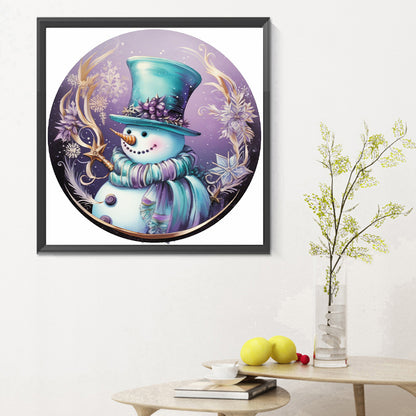 Round Sign Christmas Snowman - Full Round Drill Diamond Painting 30*30CM