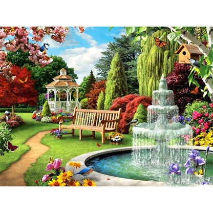 Garden Courtyard - 11CT Stamped Cross Stitch 50*40CM