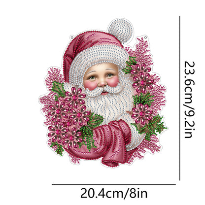 Acrylic Special Shape Diamond Painting Hanging Sign Pink Santa (#2)