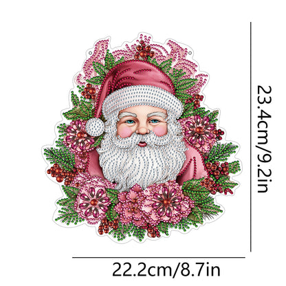 Acrylic Special Shape Diamond Painting Hanging Sign Pink Santa (#4)