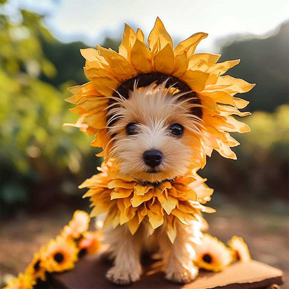Sunflower Dog - Full Round Drill Diamond Painting 30*30CM