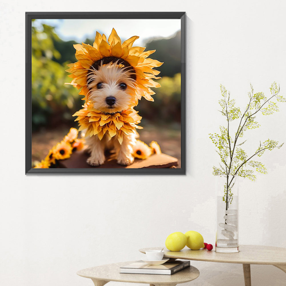 Sunflower Dog - Full Round Drill Diamond Painting 30*30CM