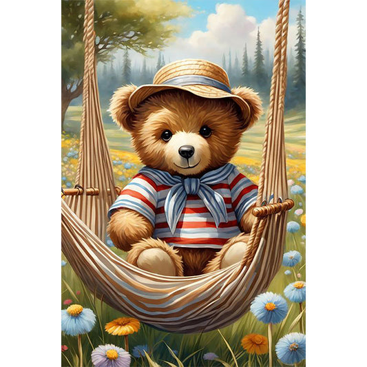 Little Bear Sitting On The Swing - Full Round Drill Diamond Painting 40*60CM