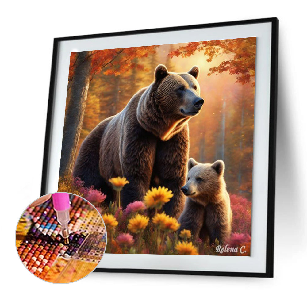 Two Brown Bears - Full Round Drill Diamond Painting 30*30CM