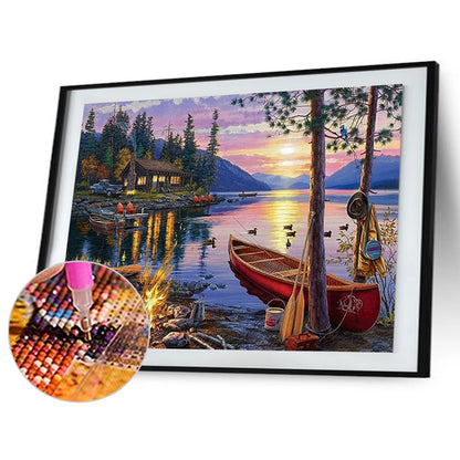 Country Boat - Full Round Drill Diamond Painting 40*30CM