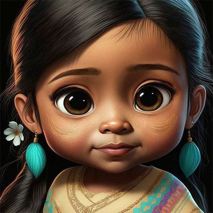 Indian Little Girl - Full Round Drill Diamond Painting 30*30CM