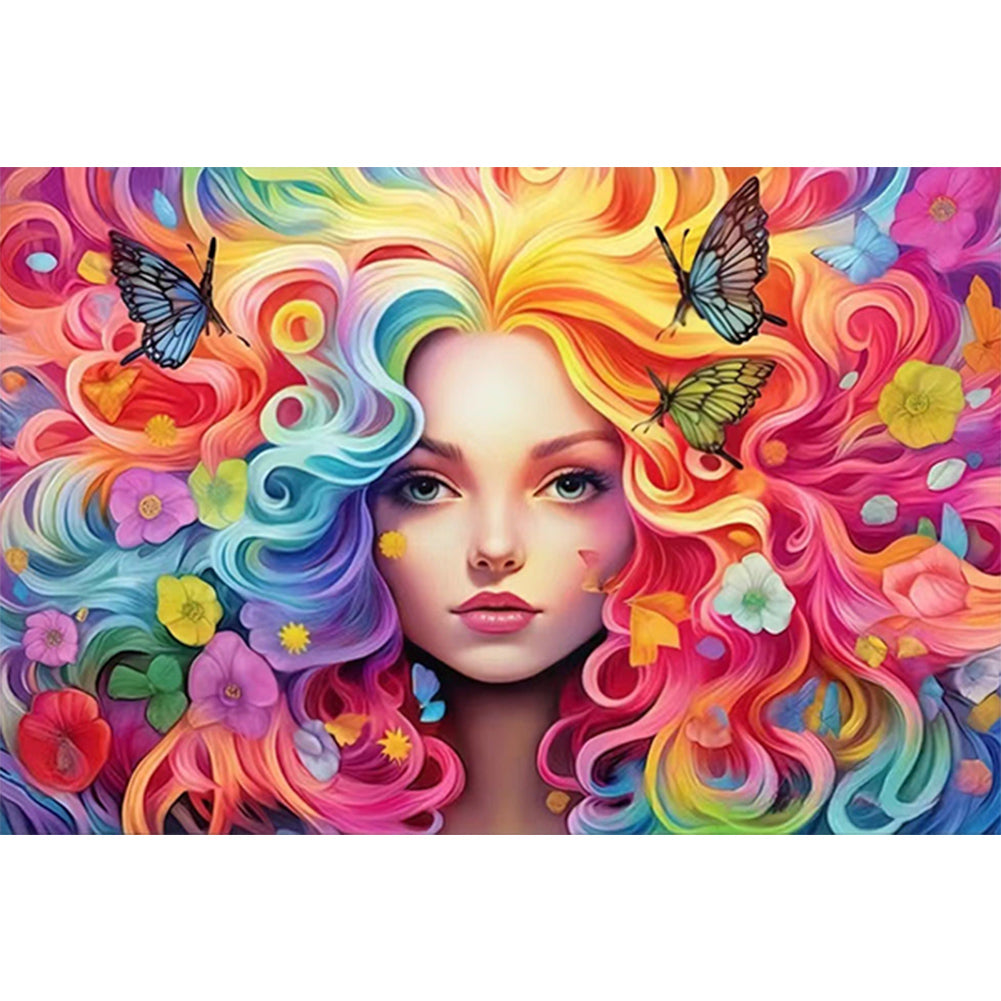 Rainbow Girl - Full AB Drill Round Diamond Painting 60*40CM