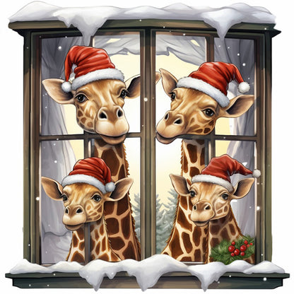 Window Animal Giraffe - Full Round Drill Diamond Painting 30*30CM