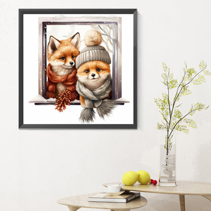 Window Animal Fox - Full Round Drill Diamond Painting 30*30CM