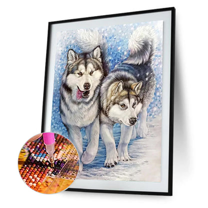 Wolf In The Snow - Full Round Drill Diamond Painting 30*40CM
