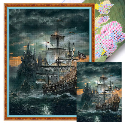 Sea Sailing Boat - 11CT Stamped Cross Stitch 40*55CM