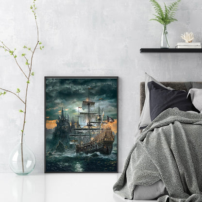 Sea Sailing Boat - 11CT Stamped Cross Stitch 40*55CM