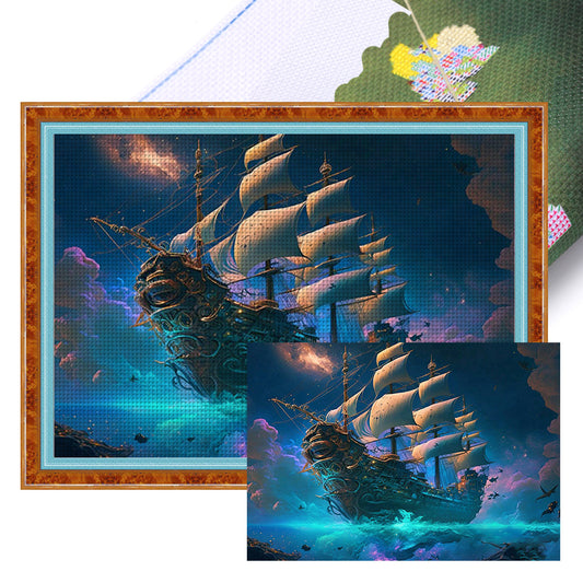 Sea Sailing Boat - 11CT Stamped Cross Stitch 60*45CM