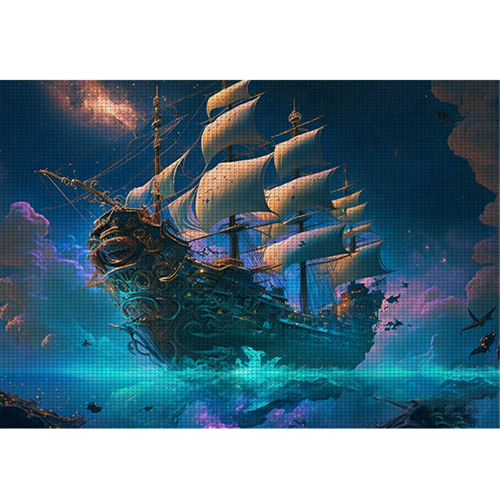 Sea Sailing Boat - 11CT Stamped Cross Stitch 60*45CM