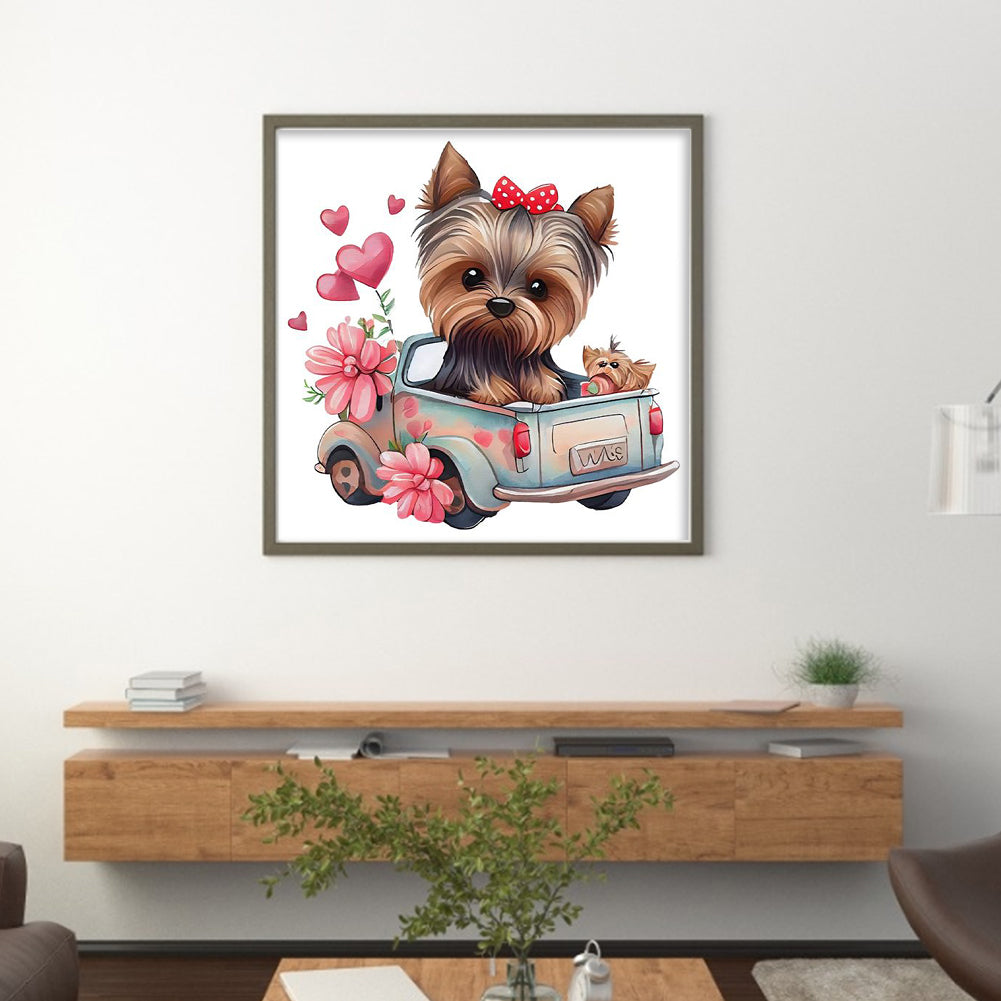 Puppy Truck - 11CT Stamped Cross Stitch 40*40CM