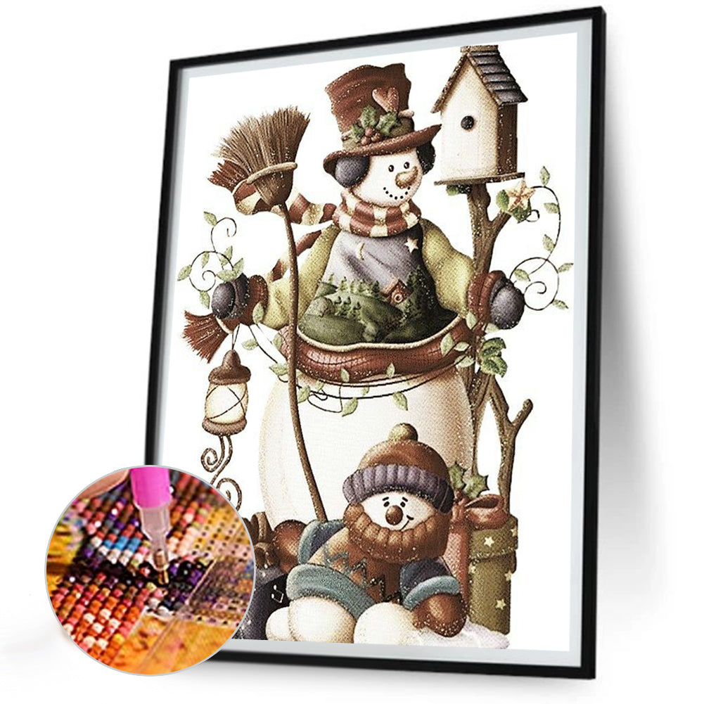 Snowman And Son - Full Round Drill Diamond Painting 30*40CM