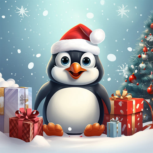 Christmas Little Penguin - Full Round Drill Diamond Painting 30*30CM