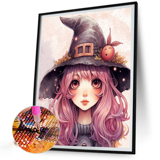 Big Eyes Witch Girl - Full Round Drill Diamond Painting 40*50CM