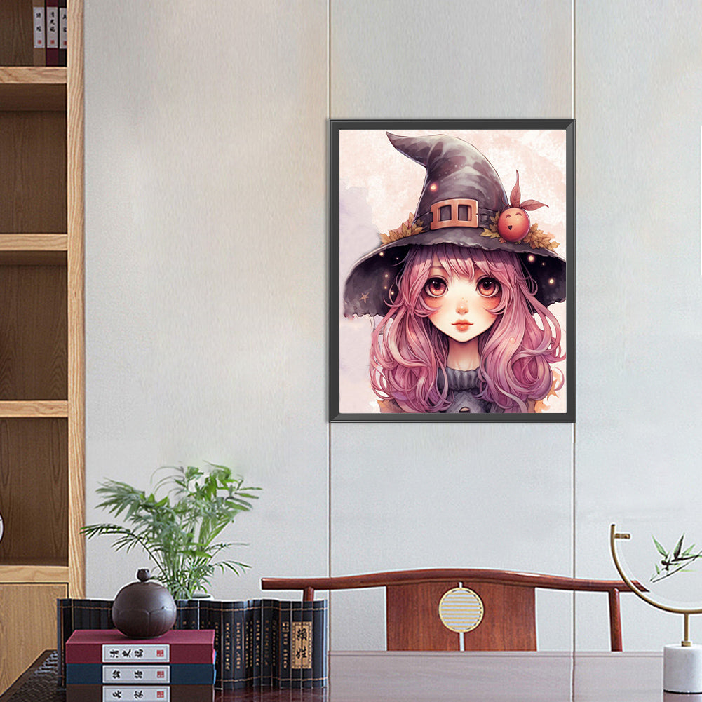 Big Eyes Witch Girl - Full Round Drill Diamond Painting 40*50CM