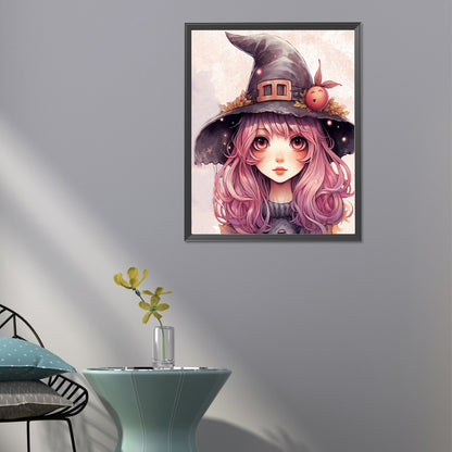 Big Eyes Witch Girl - Full Round Drill Diamond Painting 40*50CM