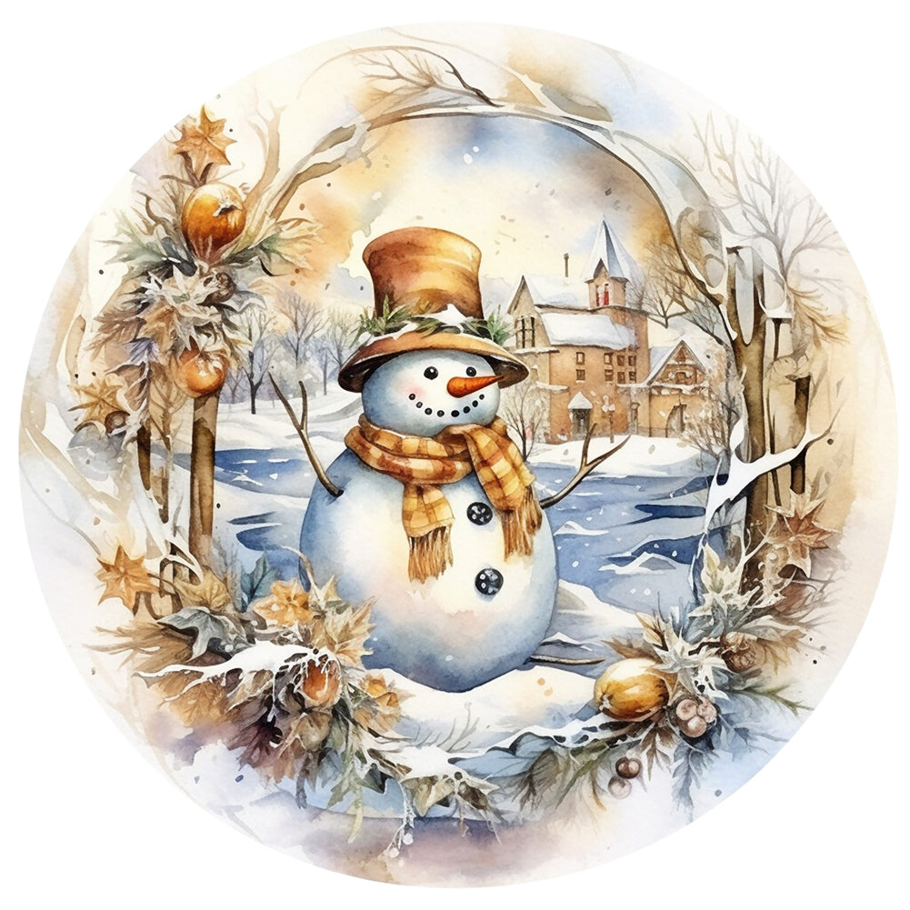 Winter Snowman - Full Round Drill Diamond Painting 30*30CM