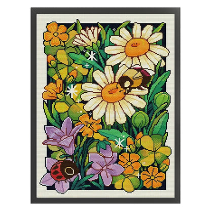 Flowers In Spring - 14CT Stamped Cross Stitch 35*47CM(Joy Sunday)