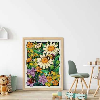 Flowers In Spring - 14CT Stamped Cross Stitch 35*47CM(Joy Sunday)