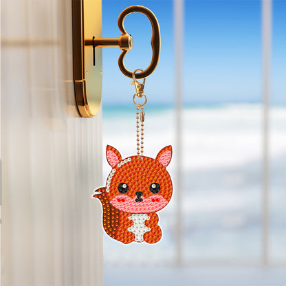 8PCS Double Sided Special Shape Diamond Painting Keychain (Little Animal)