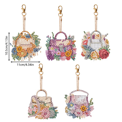 8PCS Double Sided Special Shape Diamond Painting Keychain (Handbag)