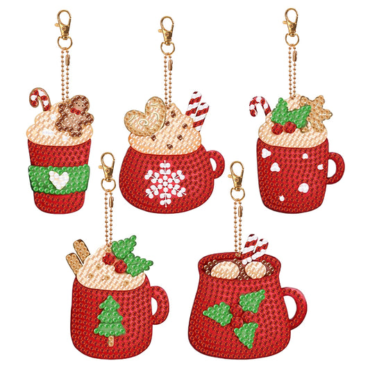 5PCS Double Sided Special Shape Diamond Painting Keychain (Ice Cream Cup)