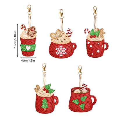 5PCS Double Sided Special Shape Diamond Painting Keychain (Ice Cream Cup)