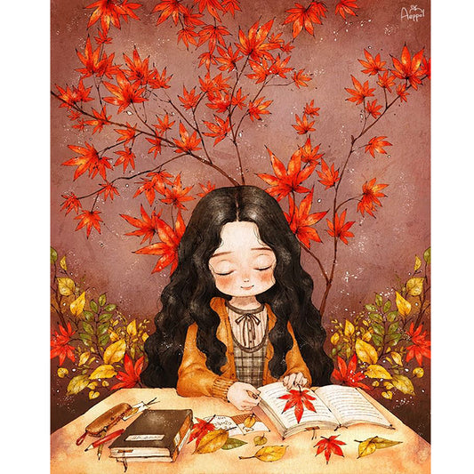 Autumn Vibe Girl - Full Round Drill Diamond Painting 40*50CM