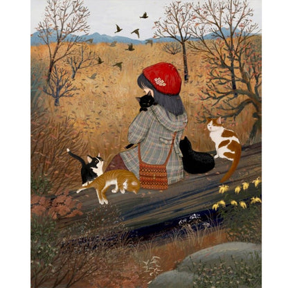 Autumn Vibe Girl - Full Round Drill Diamond Painting 40*50CM