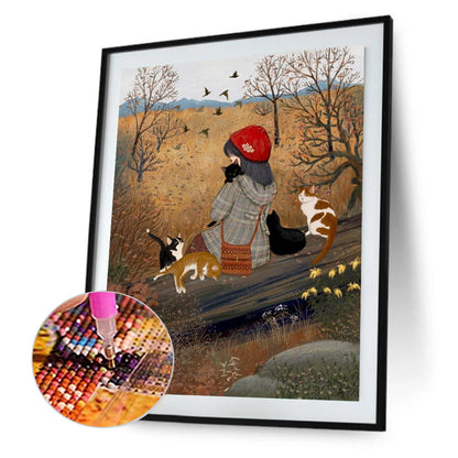 Autumn Vibe Girl - Full Round Drill Diamond Painting 40*50CM