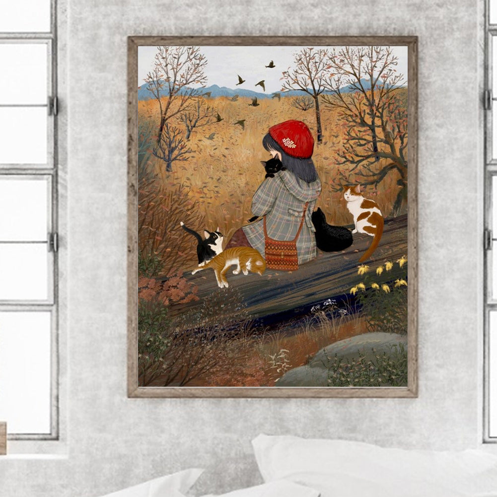 Autumn Vibe Girl - Full Round Drill Diamond Painting 40*50CM