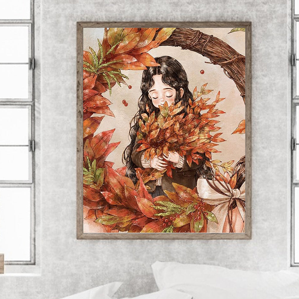 Autumn Vibe Girl - Full Round Drill Diamond Painting 40*50CM