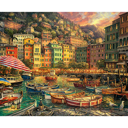 Harbor Scenery - Full Round Drill Diamond Painting 50*40CM