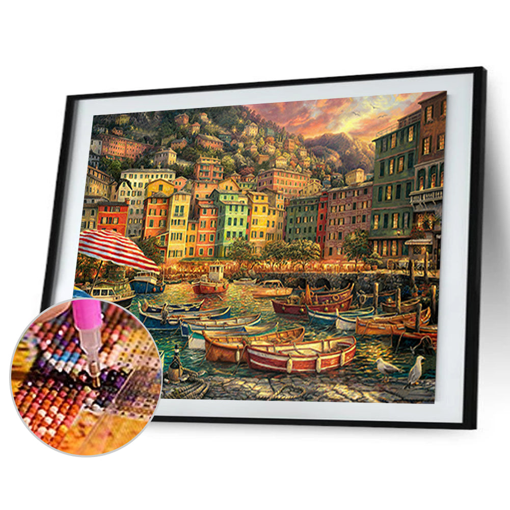 Harbor Scenery - Full Round Drill Diamond Painting 50*40CM