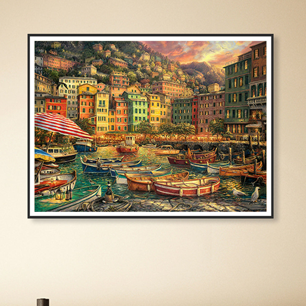 Harbor Scenery - Full Round Drill Diamond Painting 50*40CM