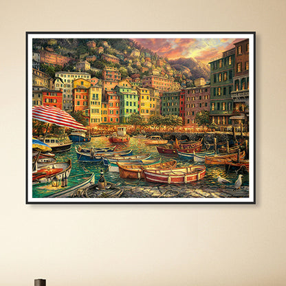 Harbor Scenery - Full Round Drill Diamond Painting 50*40CM