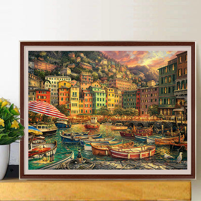 Harbor Scenery - Full Round Drill Diamond Painting 50*40CM