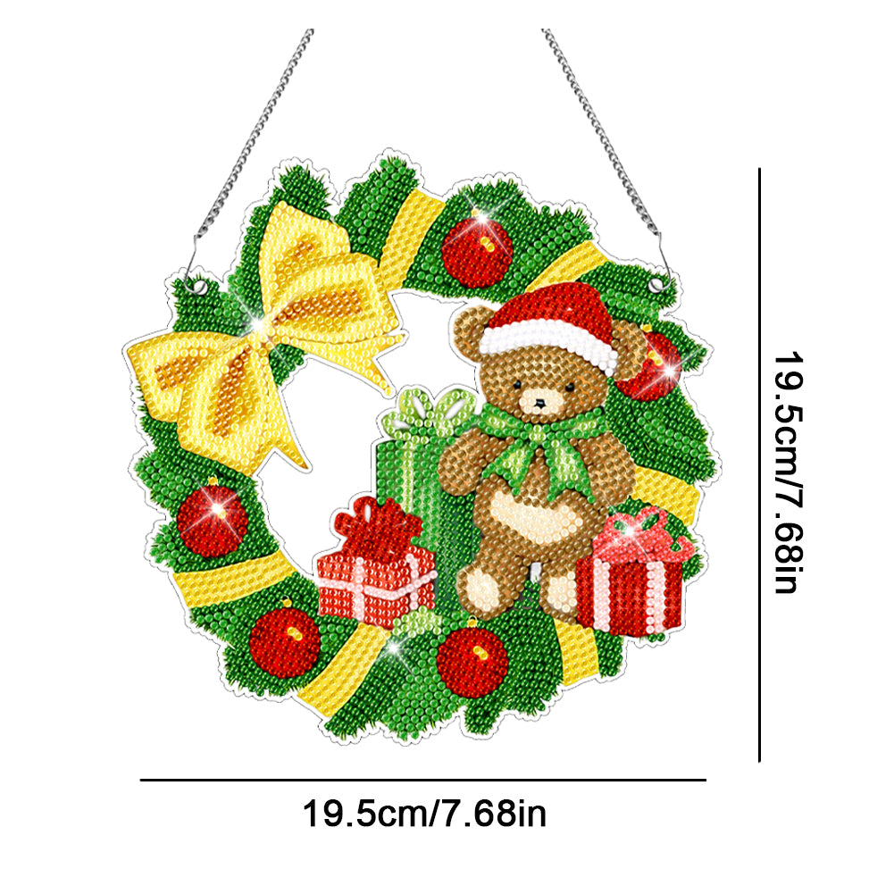 Special Shaped Diamond Painting Wall Decor Wreath (Christmas Bear)