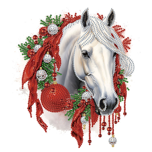 Christmas White Horse - Special Shaped Drill Diamond Painting 30*30CM