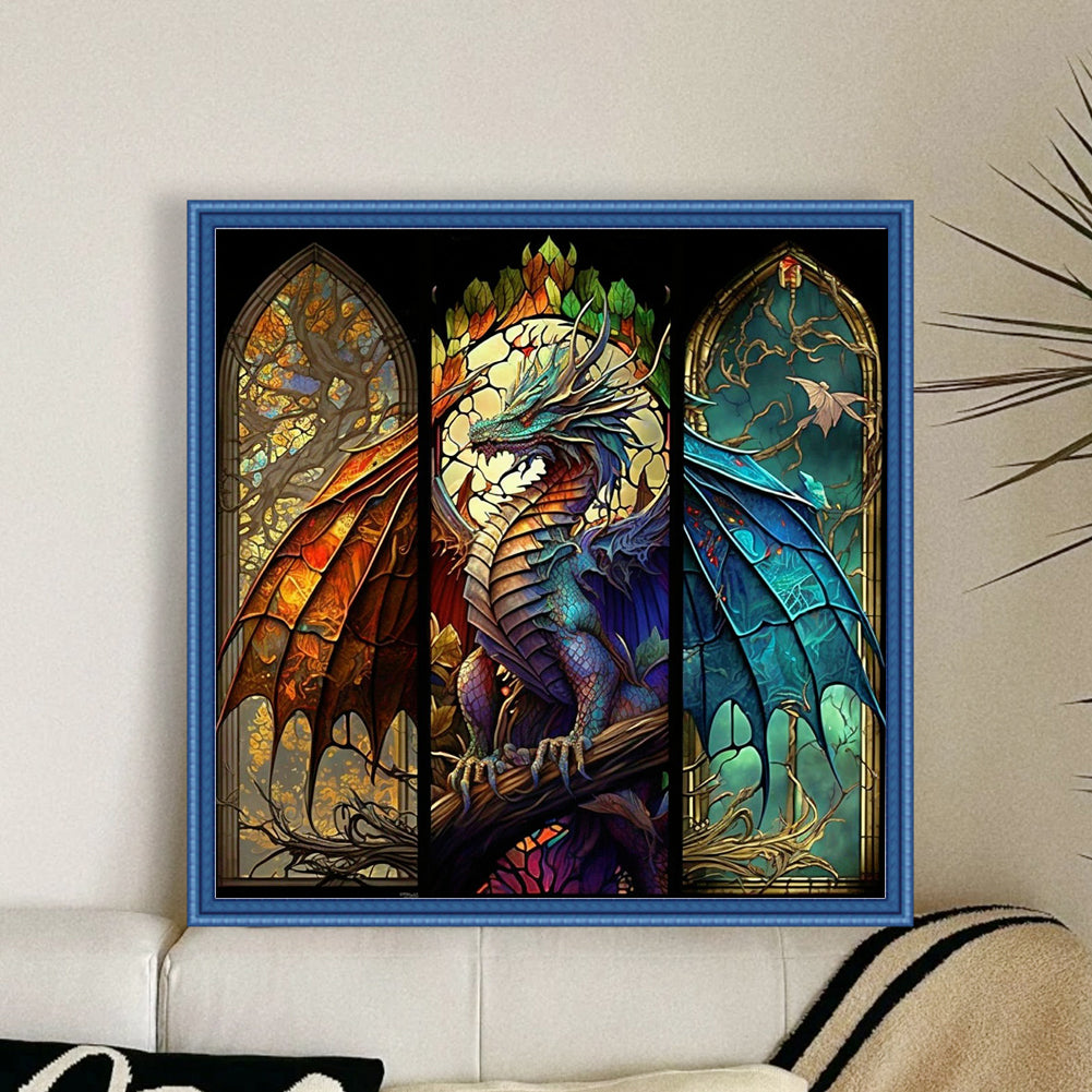 Glass Painting-Pterosaur - 11CT Counted Cross Stitch 40*40CM