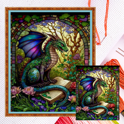 Glass Painting-Flowers And Pterosaurs - 14CT Counted Cross Stitch 45*55CM