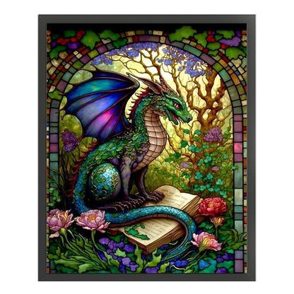 Glass Painting-Flowers And Pterosaurs - 14CT Counted Cross Stitch 45*55CM