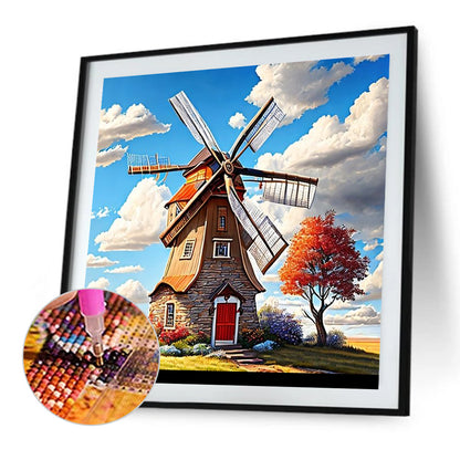 Windmill Cottage - Full Round Drill Diamond Painting 40*40CM