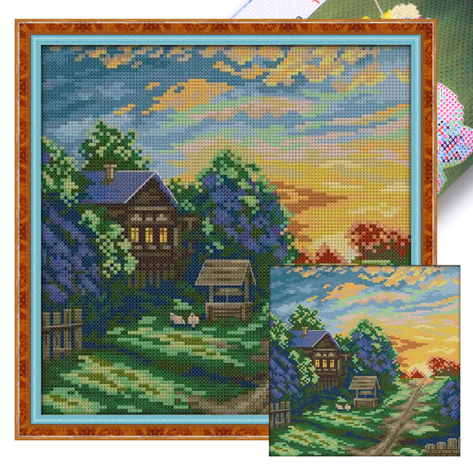 Spring Sun Setting - 14CT Stamped Cross Stitch 26*26CM(Joy Sunday)