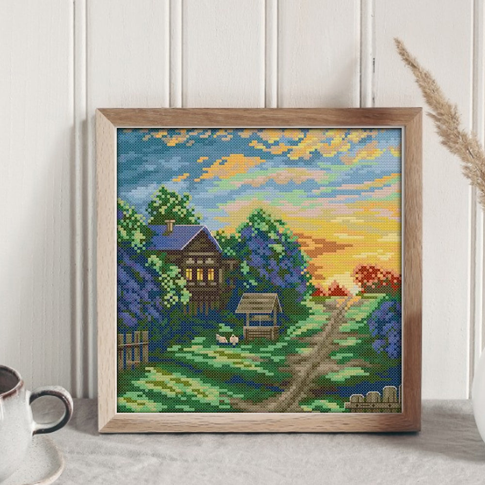 Spring Sun Setting - 14CT Stamped Cross Stitch 26*26CM(Joy Sunday)